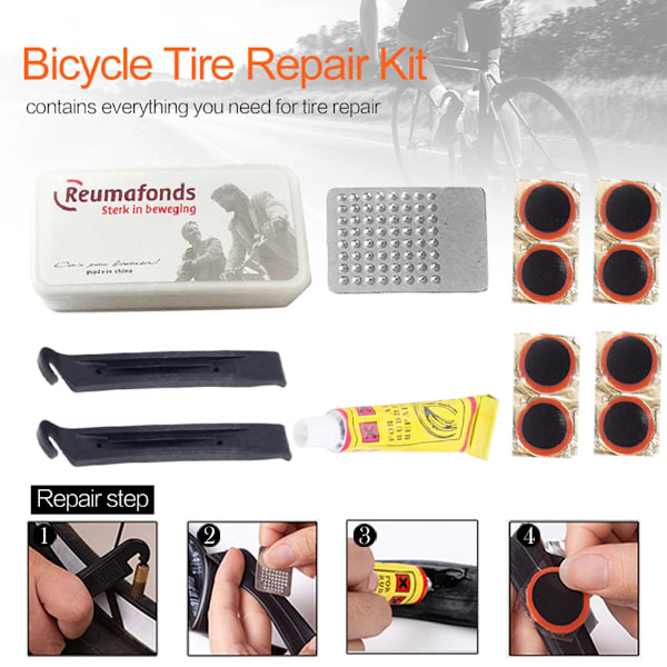 Cykel Däckreparationssats Verktygssats 48 delar Bärbar Gummi Fetal Reparationsverktyg Cykel Innertube Punktering Lappa Reparationsverktyg 48pcs  square