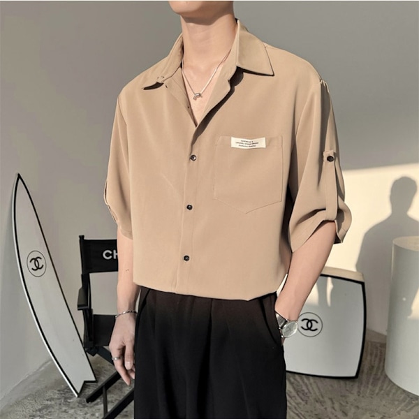 2024 Kesä Ohut Jää Silkkikangas Lyhythihainen Paidan Rentun Casual Kaksi Osainen Puku Miesten Hong Kong Style Plus Koko Kesä Paita Puolihihainen Paidan Black XL