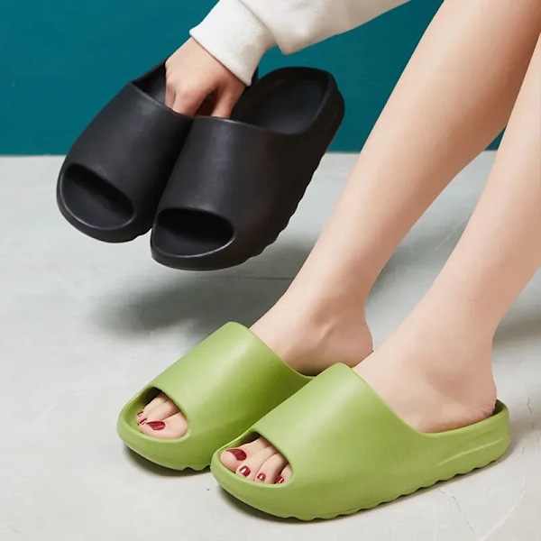 Sommar Tofflor Män Mjuk Botten Inomhus Hem Plattform Sandaler Strand Skor Par Icke-Slipp Eva Flip-Flops Beach Kvinna green 36-37