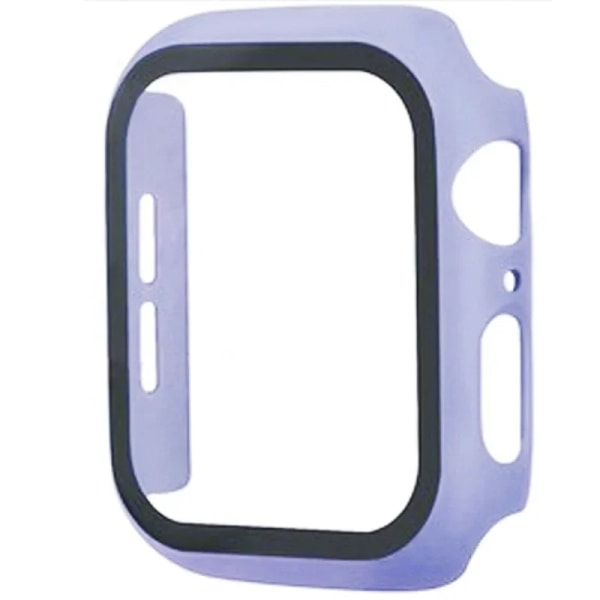 Glas+ Cover för Apple Watch Screen Protector Case 41mm 45mm 42mm 38mm 44mm 40mm Reptålig skyddande iWatch 9 8 7 6 SE 5 Light purple Series 7 8 9 45MM