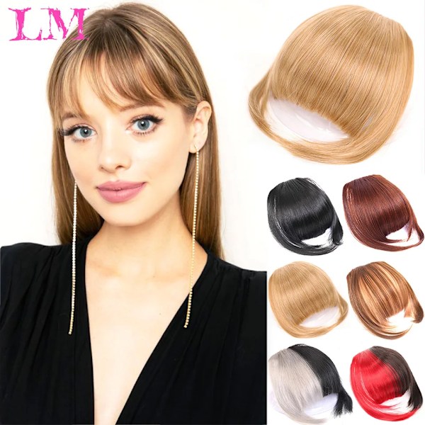 Lm Naturlig Straight Syntetiska Blunt Bangs Hög Temperatur Fiber Brun Kvinnor Clip-In Fulla Bangs Med Fringe Av Hår 6 Tums 18h613