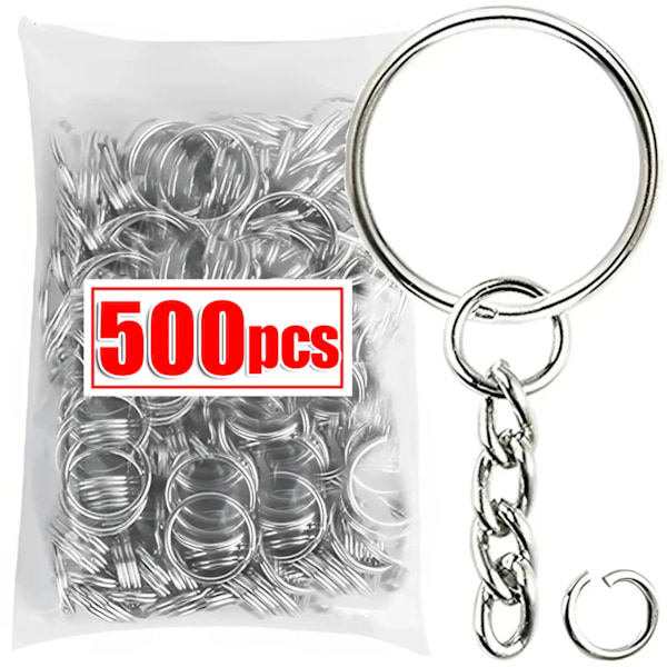 Forsølvet Metal Tom Nøglering Kæde Split Ring Keyfob Nøgleholder Ringe Smykker Fremstilling Resultater Til At Lave Nøglekæder Aca Fremstillinger style B-500pcs