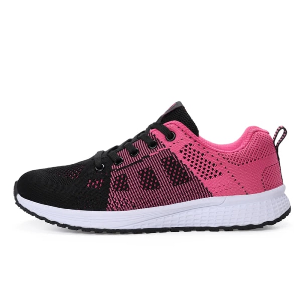 Andningsbara löparskor för kvinnor Lättvikts Anti-halk sportskor för kvinnor utomhus Mjuka sneakers för kvinnor Snörning Mode Tennis Pink 37