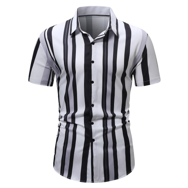 FGKKS 2023 Randig skjorta för män Smal bomull Andas mode kortärmad högkvalitativ design Casual skjorta manlig Grey EU size S