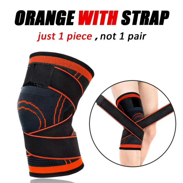 1 st Knästöd Knäarmsstöd för män och kvinnor Knäskydd för löpning, vandring Meniskrivning Artrit Lindring av ledvärk Orange With Straps XL