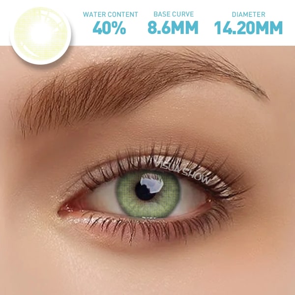 Visuashow Aurora 2 Pcs Årligt Använda Färgade Kontaktlinser Naturliga Färglinser För Ögon Skönhet Myopia Tact Lins -1. Klockan Till -8. 00 FA56 Yellow Green -7.00