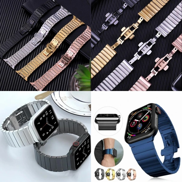Metallrem För Apple Watch Ultra 49mm 8 7 45mm 41mm rostfritt stål smart watch armband För iwatch 6 5 4 3 SE 44mm 42mm 40mm Silver gold 3 iWatch Ultra 49mm