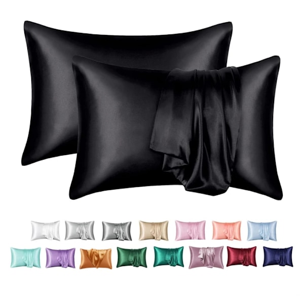 Nordic Silk Kudden Vit Svart Grå Blå Bädd Dekorativa Kuddeöverdrag Lyx Bekväma Hem Sänglägen Black 1PCx51x76cm(20x30in)