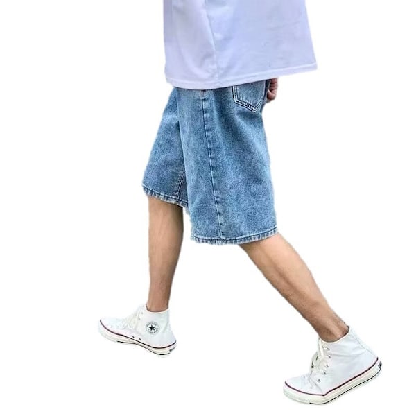 Mode Varumärke Femte Jeans Mäns Ungdom Japanska Harajuku Style Loose Straight Casual Shorts 2024 Nytt Grey M