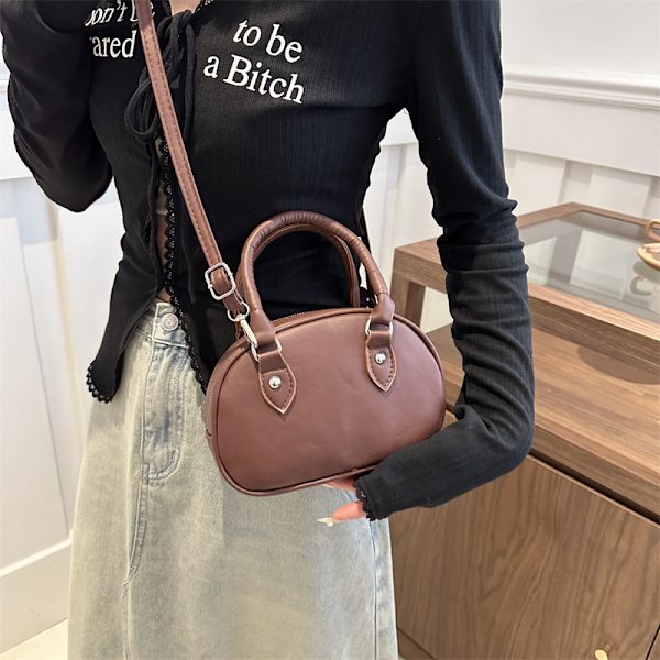 Solid Farve Taske Kvinder 2024 Sommer Ny Mode Casual Populær Håndtaske Texual Mode Skulder Cross Body Taske Oval Taske Pink Without Ornaments
