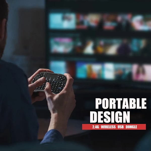 I8 Mini Trådlös Tangentbord 2.4G Handhållna Touch Classic Svart Franska Spanska Ryska Flygmus Spel Tangentbord För Android Tv Box Pc-Datorn Portuguese Lithium Version