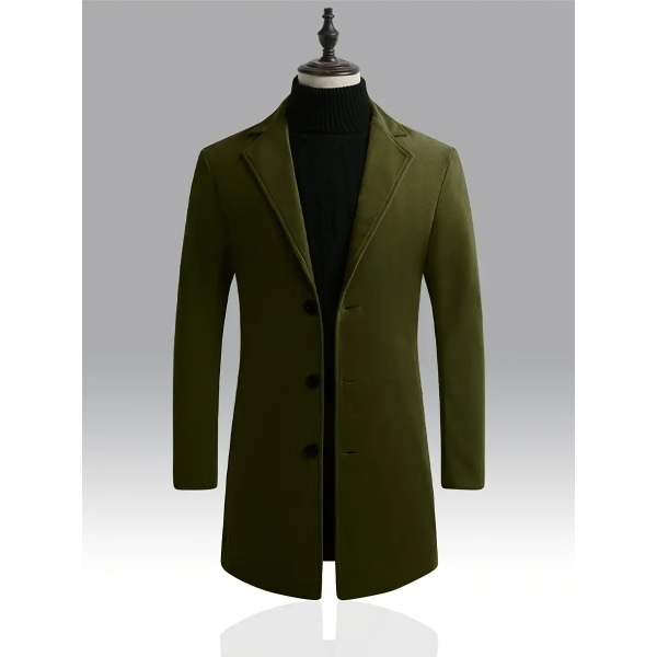 Klassisk design trenchcoat, mäns semi-formella Button Up Lapel Overcoat för höst och vinter verksamhet Red XL(52)