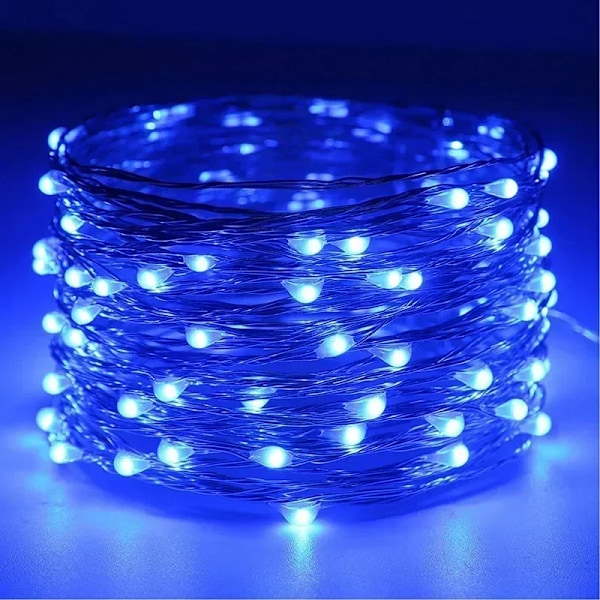 20/2M USB/Batteridrevet LED-lysstreng Vandafvisende Kobbertråd Garland Feelysslyng Julebryllup Fest Dekoration Lamper Blue USB- 20m