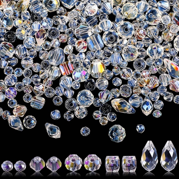 100 stycken Crystal Rondelle Light AB Pärlor Ädelstenar Lösa pärlor Klara Kristallglaspärlor Hantverk Facetterade pärlor Shiny Beads Smycken DIY 100 Pieces
