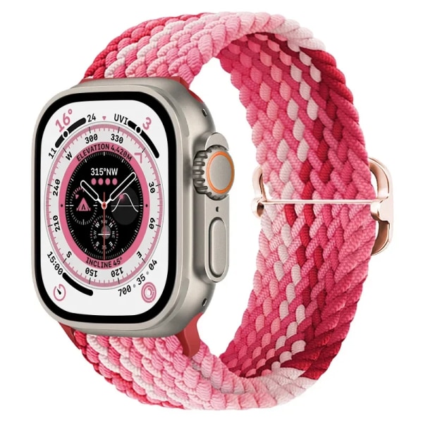 Nylon för Apple Watch Band Ultra 49mm 9 8 7 45mm 41mm Mjukt armband Bälte iWatch Series 6 5 4 SE 44mm 40mm 42mm 38mm Correa Strawberry red For 38mm-40mm-41mm