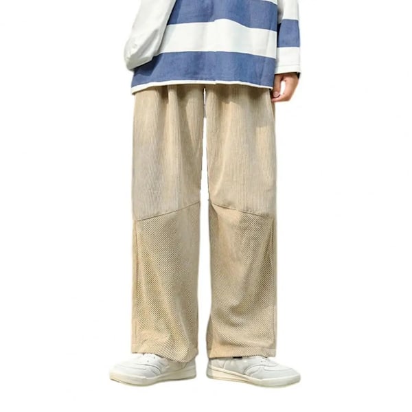 Casual Baggy Byxor Solid Färg Klä Hösten Avslappnade Fit Mid Mid Midjbyxor Apricot 2XL