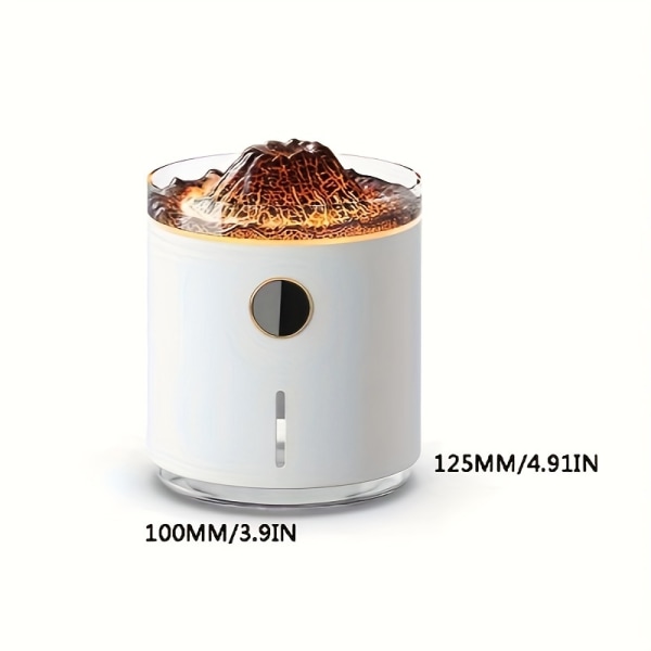 Digital Display Dual Color Flame Aromaterapi Diffuser, Home Hotel Volcano Ambient Light, Manet Smoke Ring Spray Luftfuktare, Öka luftfuktigheten Black