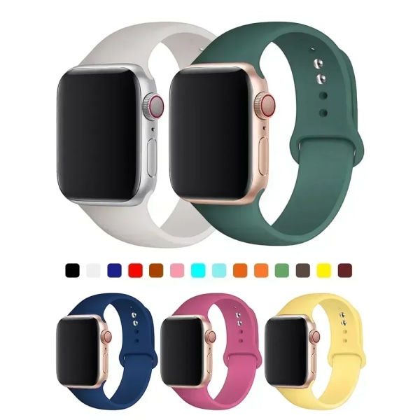 Silikonrem för Apple Watch Band 44 mm 40 mm 45 mm 41 mm 49 mm 42 mm 38 mm 44 45 mm armband iwatch series 6 se 3 4 5 7 8 Ultraband 12 Pink 38mm-40mm-41mm S-M
