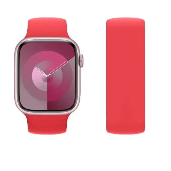 Solo Loop för apple Watch Band 40mm 44mm 45mm 41mm 42mm 49mm Elastiskt silikonarmband iWatch series 3/SE/6/7/8/9/ultra 2 Rem Red L