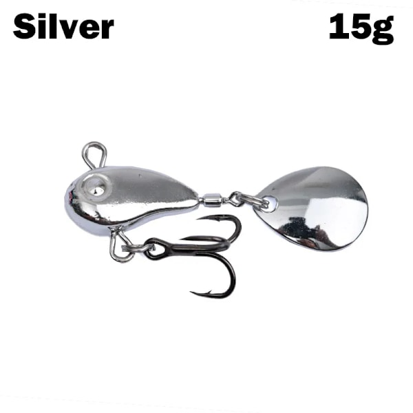 OUTKIT Metall Mini VIB med Sked Fiskebete 8.5g Vinter Isfiske Tackel Pin Crankbait Vibration Spinner Sjunkande Bete silver-15g