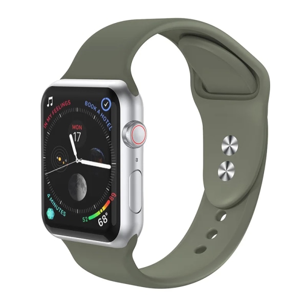 Silikonband för Apple Watch Series 3 4 5 6 SE 7 8 iWatch Armband 38mm 40mm 41mm 42mm 44mm 45mm 49mm Ultra Apple Watch Strap Olive 38mm-40mm-41mm M-L