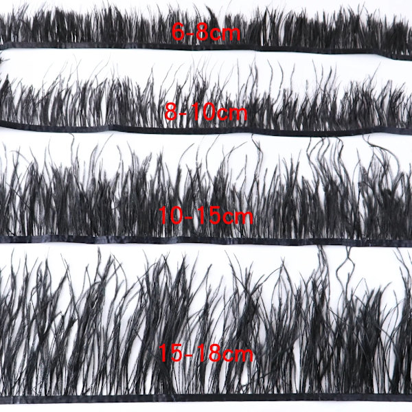 Engros 6-18CM Naturlige Hvide Sorte Strudsefjer Trim til Brudekjole Tøj Tilbehør Fest Dekoration Plume Kant PURPLE 6-8 CM