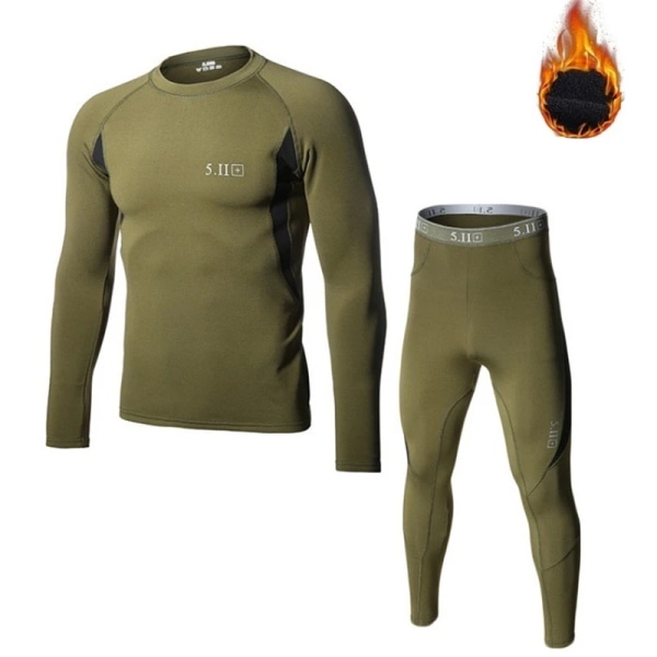 Thermal Herr Vinter Inre Kläder Termo Pyjamas Tight Elastisk Fitness Baslager army green XXL(80-90kg)