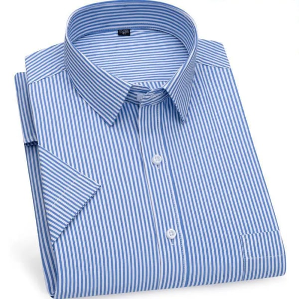 Sommar ny affärskortärmad skjorta för män casual icke-strykning högkvalitativ formell randig klänning som andas smal 1 44