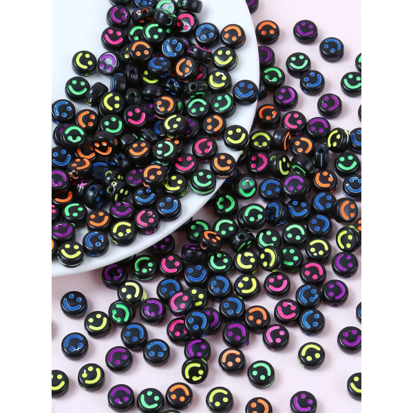 100 färgglada akryl smiley face mönster DIY pärlor för kvinnors smycken tillverkning NO.5