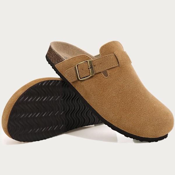 Shevalues Cork Suede Clogs Naisille Cork Tomp Kesä Cork Sandaalit Muoti Ranta Slides Classic Mules Miehet Clogs Baotou Sho Er suede-Black 37