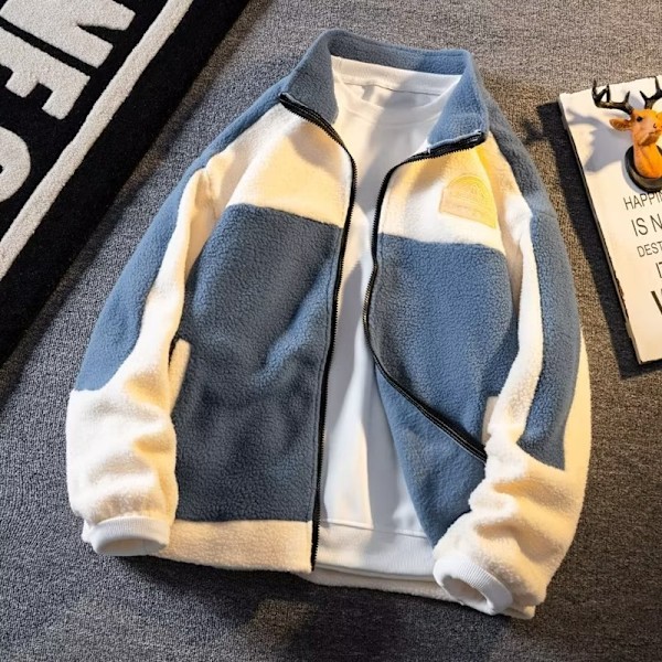 Hösten Och Vinter Lamm Ner Bomulls-Padded Rock Män Rock Fleece-Lined Förtjockade Bomulls Rock Pojkar 2023 203 Nya Vinterkläder Bomullspadda Kläder Blue XL