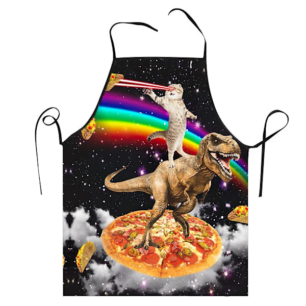 Unisex Space Pizza Katt Meme Bib Förkläde Vuxna Kvinnor Män Kock Tablier Kök Roligt Djur Bakar 2 68X95cm