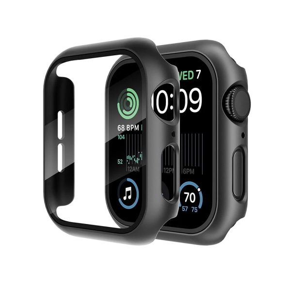 Glas+ Cover För Apple Watch case 9 8 7 6 SE 5 3 iWatch Tillbehör Skärmskydd Apple Watch Series 44mm 40mm 41mm 45mm 42 38mm Gray 24 Series 4654 SE 44MM