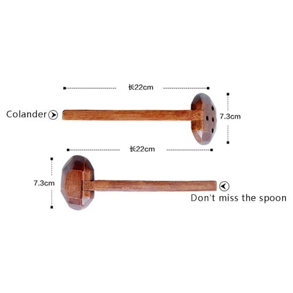 1 stk Japansk Stil Langskaftet Træskovl Si Redskaber Ramen Supeske Spisebestik Køkkenredskab Holdbar Anti-deformation B