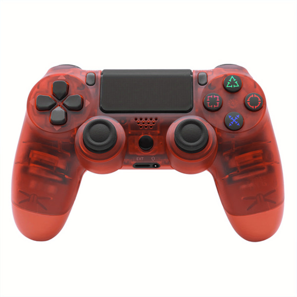 Trådlös kontroll för PS4/ Pro/Slim Dual Vibration Game Joystick med 6-axlig rörelsesensor Crystal Red