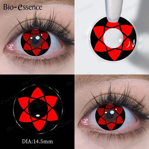 Bio-Essens 1 Par Färgade Kontaktlinser För Ögon Gröna Linser Grå Ögonlinser Naturliga Linser Modelinser Uchiha Sasuke 0