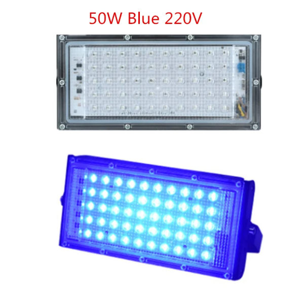 LED Jod Tungste Lampa 50W 55W RGB Röd Blå Grön varm Vit AC 220V FloodLight Spotlight Reflator Utomhusbelysning Reklam Blue 50-55W