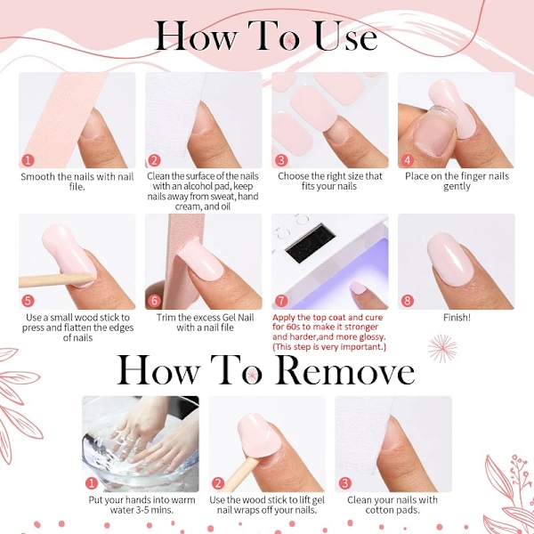 20/16Tips/Ark Halvhärdad Gel Nagellapp Rosa Tulpan Blomma Lim Reglage Långvarig Full Cover Nagel Stcikers Uv-Lampa Neede A11