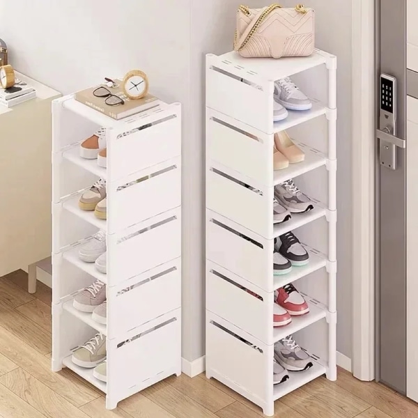 5/6/7/8 Stapelbart Skoskåp Utrymmesbesparande Sneaker Organizer för vägghörnskor Hylla Justerbar Skoskåp Skoförvaring 7 layer white width