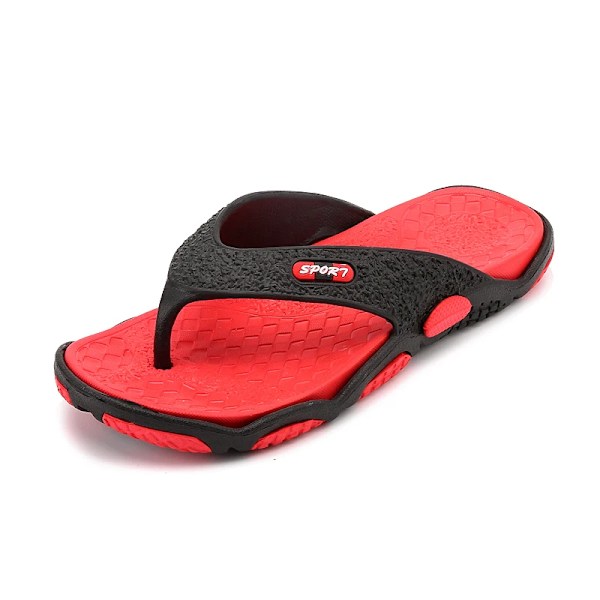 Ngouxm Kesä Suuri Koko Nuoret Topper Miehet Hieronta Liukumaton Cool Ulkopuoli Flip Flops Hengittävä Paksu-Varvas Sandaalit - Tossut Miehille red 1 9