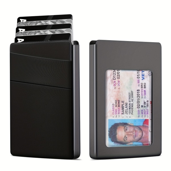 Automatisk pop-up kreditkortshållare pengapåse Minimalistisk RFID-blockerande visitkortsplånbok för män Black 5