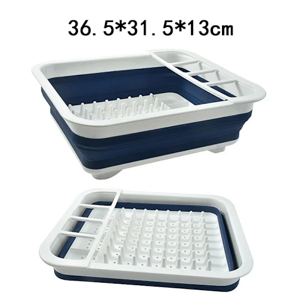 Dish Bowl Drainer Storage Rack Folding Draine Dinnerware Organizer Drainboard Dish Drying Rack Multifunctional KitchenCountertop L-Blue