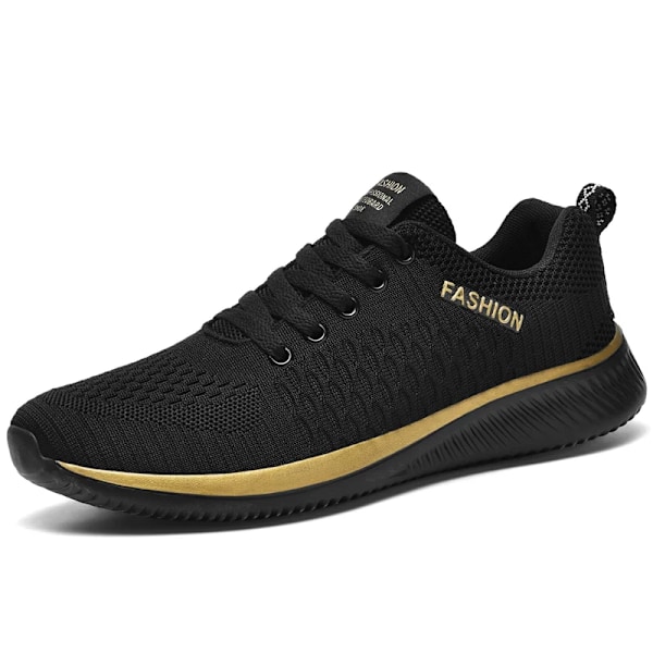 Män Löpare Skor 2024 Bekväma Sport Skor Män Trend Lättvikt Walking Skor Män Sneakers Andas Zapatillas Black Gold 40