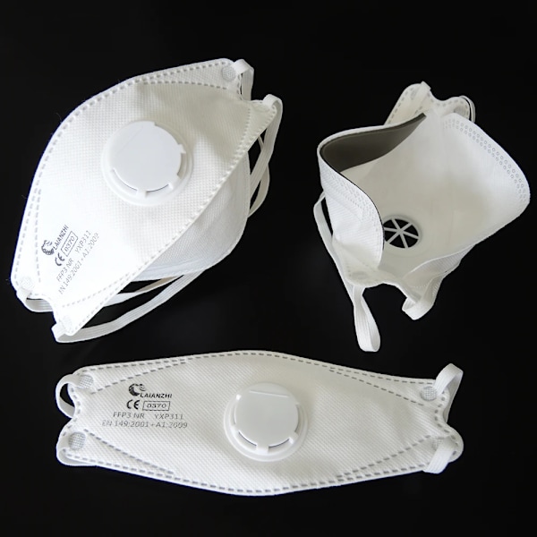 Laianzhi Ce Ffp3 Face Masks Ventil Skydd Engångs Virus Ansiktsmask Ffp3mask Fpp3 Huvud Munkläder Godkända Hygieniska Masker FFP3 Valve 20pcs