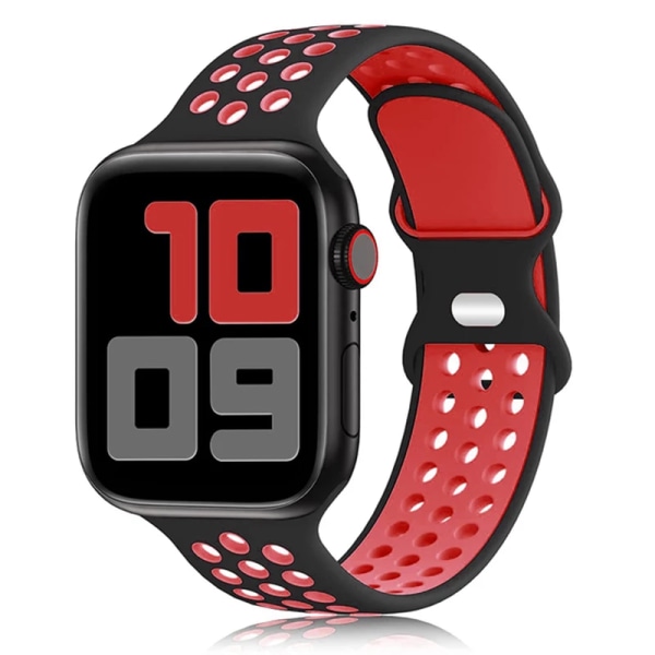 Sportrem för Apple Watch Band 44mm 40mm 42-38-41mm 45mm Air-hole silikonarmband iWatch Series 8/7 6 SE 5 4 3 Ultra 2 49mm black red 06 49mm-42-44-45mm SM