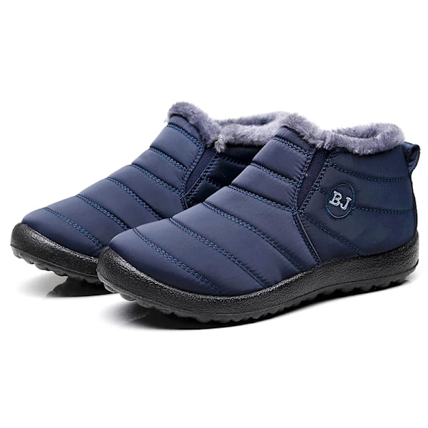 Män Stövlar Mjuk Icke-Slip Bekväm Vattentät Mäns Sneaker Vinter Hålla Varm Plush Skor Manlig Trend Snö Stövlare Män Blue 35