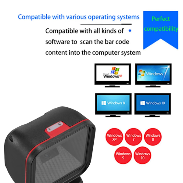 EV-J08 BILLIGSTE 1D stregkodescanner 2D Omnidirektionel stregkodescanner QR-kode Desktop stregkodescanner til supermarked Auto Sense EV-J08 Wired 1D