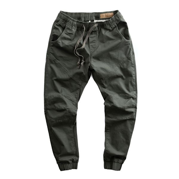 Japanska-Stil Retro Casual Working Byxor Mäns Plus Storlek Lös Straight Sport Beskärda Dragsnöre Jogger Byxor Män ' Sommaren Khaki XL