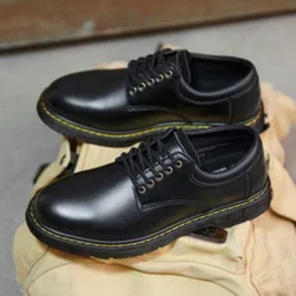 Oxford Martens herrskor i engelsk stil med runda huvuden, casual i läder, skor för arbetsredskap för män, skor för män, skor för män black 44