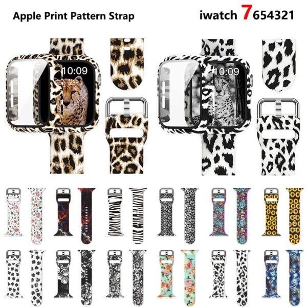 Band för Apple Watch Rem 45 mm 41 mm 44 mm 42 mm 40 mm 38 mm Silikon Sportarmband Mönster Printed iWatch Series 9 8 7 6 5 3 SE 05 38mm 40mm 41mm